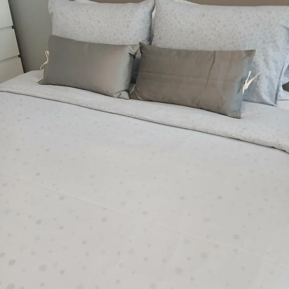 Calvin Klein Pale Grey Circles Duvet and Sham Set - Queen Size